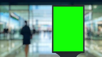 Green screen billboard timelapse with blurred people walking in a public space. Perfect for advertising and marketing campaigns