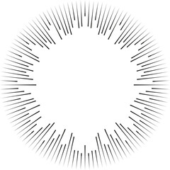 Circular shape with irregular rays at both ends and a medium center space, tapering outward from the middle.
