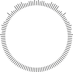 Half of a circular shape with short irregular rays radiating outward.