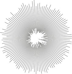 Obraz premium Circular shape with irregular rays radiating both inside and outside, with a small empty space in the center.
