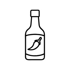 Hot sauce bottle vector illustration spicy chili pepper condiment outline drawing food icon design