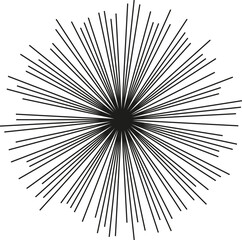 Circular shape with long irregular rays radiating from the center, leaving an empty space.