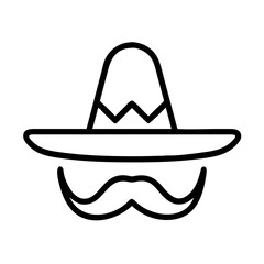 Mexican sombrero hat and mustache vector illustration for cinco de mayo celebration design element