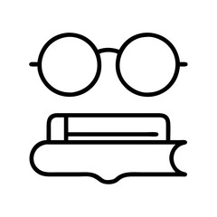 Glasses and book icon vector illustration for reading education and learning resources design