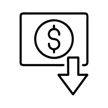 Money decrease icon financial loss vector illustration investment down economy recession symbol currency