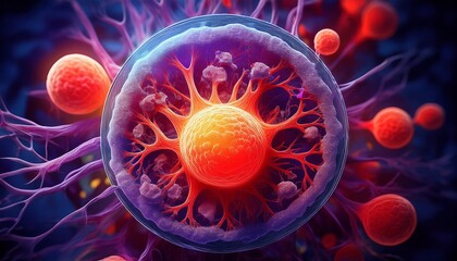 Multiple Myeloma concept and plasma cell cancer as a cancerous growth inside the bone marrow
