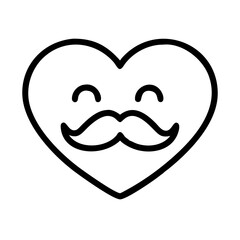 Heart with mustache love valentine romance emotion feeling graphic vector illustration design