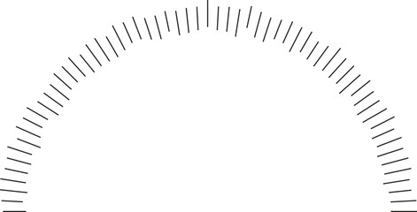 Half-circle shape with irregular rays extending inside and outside.