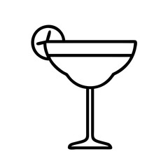 Margarita cocktail vector icon illustration, lime garnish, summer drink, party, bar, outline