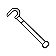 Walking cane outline drawing vector illustration, mobility aid stick for elderly assistance tool, help 90