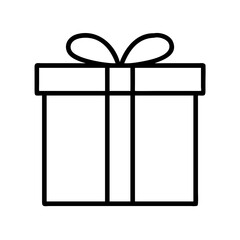 Outline gift box present with ribbon bow vector illustration for birthday christmas holiday celebration