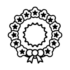 Wreath holiday christmas decorative star decoration festive celebration ornament design vector graphic art