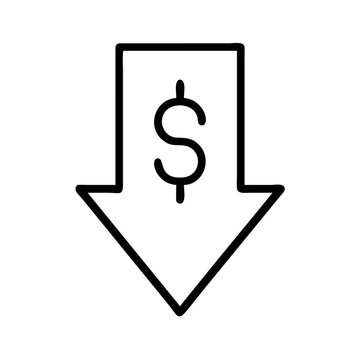 Cost reduction price decrease money down arrow budget cut financial loss expense drop investment fall