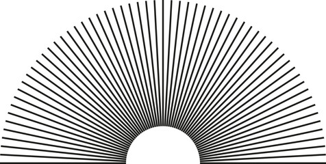 Semicircular shape with short rays and a small center space.