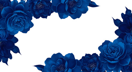 Blue Rose Floral Corner Frame on transparent background