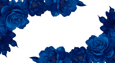 Blue Rose Floral Corner Frame on transparent background