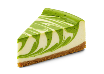 slice of matcha marble cheesecake