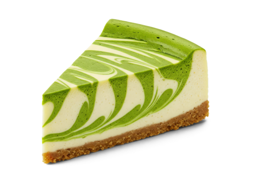 slice of matcha marble cheesecake