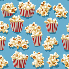 Whimsical popcorn striped boxes create a playful seamless design pattern