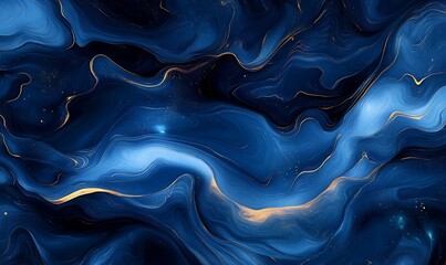 Obraz premium Swirling indigo depths kissed by gold