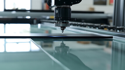 Fototapeta premium Mechanical arm assembling robotic arms for high precision welding in a robotics manufacturing facility, clean and sterile workstations with robotic parts visible, Robotics welding robotic arm style
