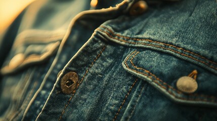 Close-up Denim Texture, Button Detail