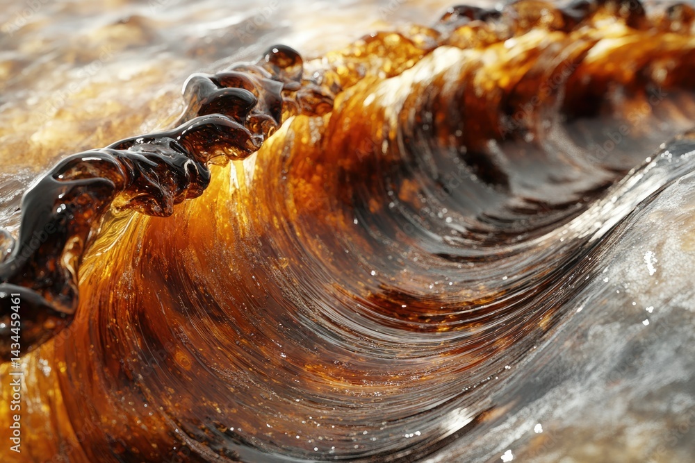 Aufkleber Amber wave frozen in time, capturing the essence of movement and fluid dynamics with rich, warm tones.