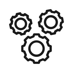 Vector illustration of three interlocking gears icon. suitable for representing processes, settings, mechanics, and engineering concepts.