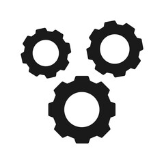 Vector illustration of three interlocking gears icon. suitable for representing processes, settings, mechanics, and engineering concepts.