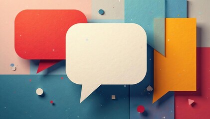 Abstract speech bubble wallpaper design, muted tones, geometric shapes, abstract, calm, muted tones