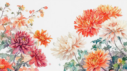 watercolor botanical Gerbera flowers texture template background.Elegant wedding invitation card background . Minimal hand painted Design for wedding or Valentine's Day