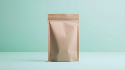Kraft Pouch Mockup: A meticulously crafted product shot showcasing a standing kraft pouch, designed with a realistic aesthetic and ready for your branding.