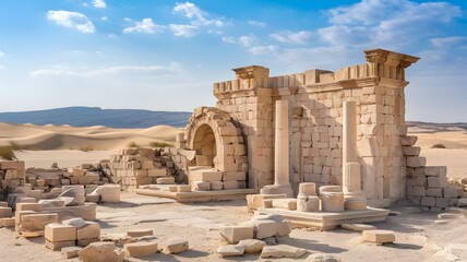 Ancient Ruins Stand Amidst the Desert Landscape