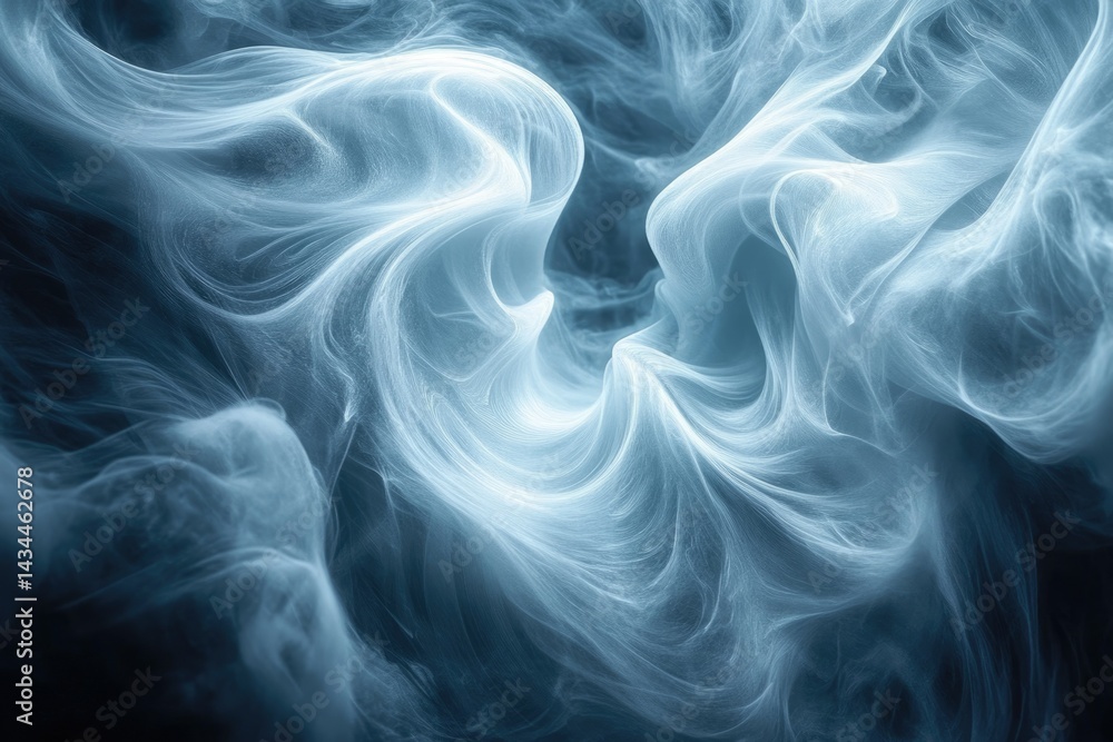 Fototapete abstract swirling blue and white smoke-like patterns creating a mesmerizing visual effect.