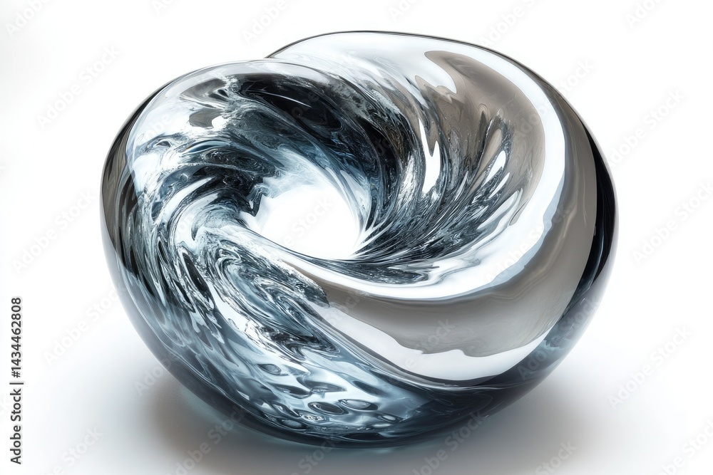 Aufkleber a mesmerizing glass sculpture resembling a swirling vortex, capturing light and shadow with its dyna