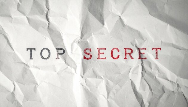 Crumpled paper with top secret text in red and black stamps - Powered by Adobe
