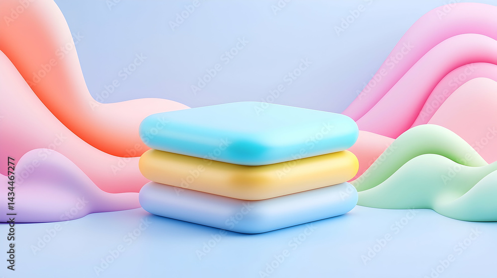 Poster pastel color product display mockup with abstract background