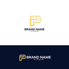 Modern P Arrow: Dynamic Direction Gold Vector Logo