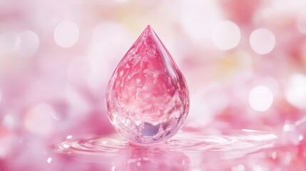 Pink flower petal water drop, bokeh background, beauty, spa