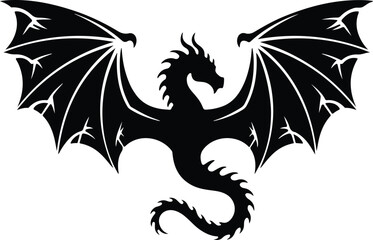 Dragon Wing Silhouette Set | Fantasy Vector Collection Mythical Dragon Wings | Black Silhouette Illustration Pack