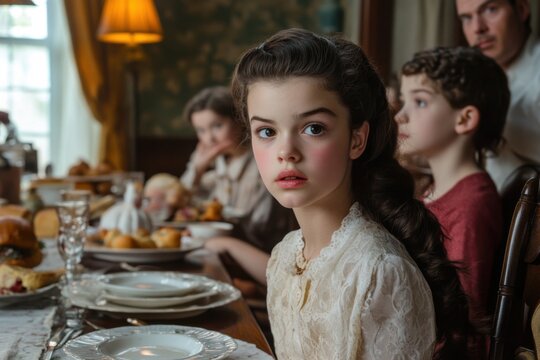 Vintage Family Dinner Scene