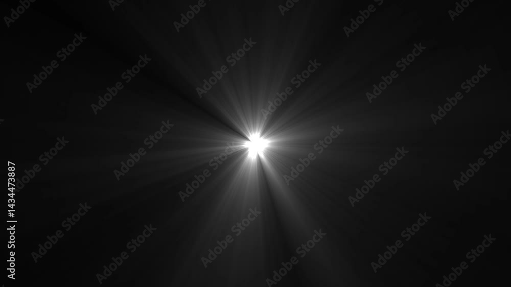 Aufkleber abstract loop center flickering glow white star optical shine light lens flares animation on black b