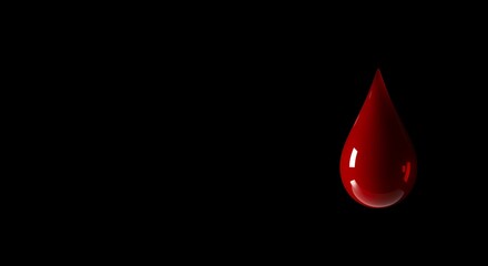 Fototapeta premium Single blood drop isolated against black background