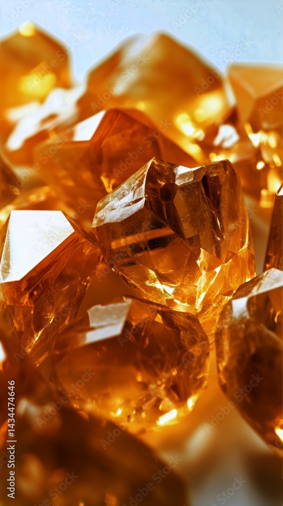 Poster stunning display of amber gemstones reflecting light in intricate patterns