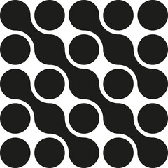 A set of 11 circles merged diagonally with black fills, creating an elongated diagonal shape.