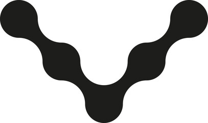 Five circles merged to form a V shape with smooth black fills and spacing between the elements.