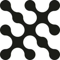 Parallel and perpendicular arrangement of fused blob-like circles filled with black.