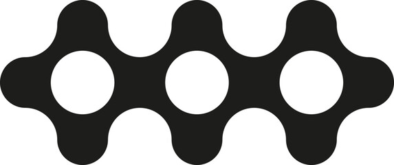 Rectangular shape with a wavy inside, formed by merged circles filled with black.
