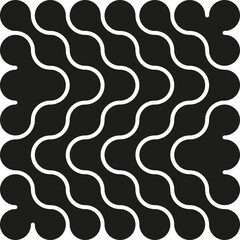 Wavy composition of merged black-filled circles with smooth transitions and visible spacing.