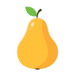 Realistic ripe pear in flat cartoon style. Vector illustration of pear isolated on white background. fruit for different beverage and food design